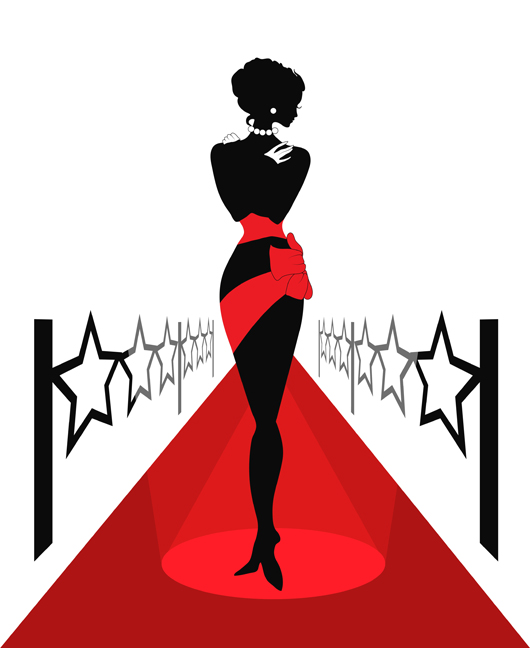 Woman silhouette on a red carpet. Isabelle series